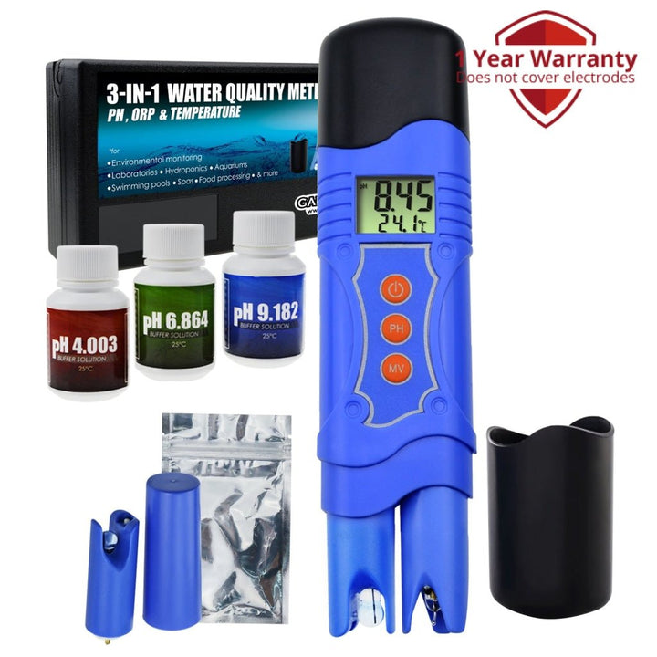 ILWQ-224_PH 3-in-1 ORP Redox PH Temperature Combo Meter Tester w/ EXTRA Electrode, Pen Type ATC -1999~1999mV 0.00-14.00pH 0~50°C, Water Quality Aquarium Tank Swimming Pool Lab Spa Hydroponics - Instrulife