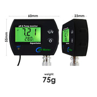 ILWQ-245 PH & Temperature 2-in-1 Continuous Monitor Meter w/ Backlight Replaceable Electrode, Dual Display 0.00~14.00pH °C/ °F Water Quality Monitoring Kit, for Aquariums Hydroponics Pools Tanks Spa - Instrulife