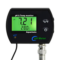 ILWQ-245 PH & Temperature 2-in-1 Continuous Monitor Meter w/ Backlight Replaceable Electrode, Dual Display 0.00~14.00pH °C/ °F Water Quality Monitoring Kit, for Aquariums Hydroponics Pools Tanks Spa - Instrulife