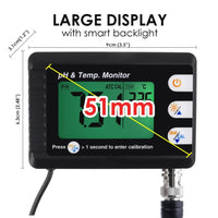 ILWQ-295 2-in-1 Combo pH & Temperature Meter Fish Tank Monitor Thermometer Replaceable BNC pH Electrode for Aquariums Hydroponics Aquaculture Laboratory - Instrulife