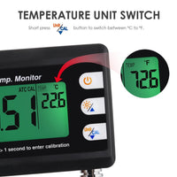 ILWQ-295 2-in-1 Combo pH & Temperature Meter Fish Tank Monitor Thermometer Replaceable BNC pH Electrode for Aquariums Hydroponics Aquaculture Laboratory - Instrulife