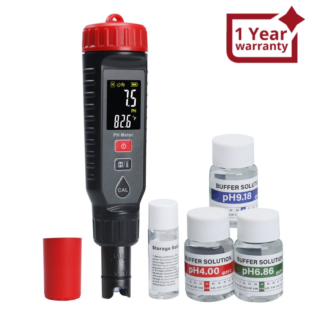 ILWQ-443 Digital Pentype pH Meter High Accuracy Colored Screen | Red Backlight Alarm | 3-Point Calibration with Temperature Measurement ATC Function for Liquids in Laboratory Food and Medicine Industry - Instrulife