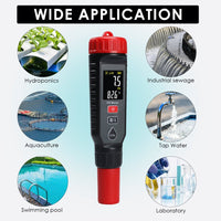ILWQ-443 Digital Pentype pH Meter High Accuracy Colored Screen | Red Backlight Alarm | 3-Point Calibration with Temperature Measurement ATC Function for Liquids in Laboratory Food and Medicine Industry - Instrulife