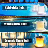 ILWQ-433 Floating Pool Lights Waterproof Solar Powered Night Flame Lights Flickering Pool Accessories IP68 with Remote Control 3 Light Modes Outdoor Decoration Lamp for Pool Porch Courtyard Gardens Lawns - Instrulife