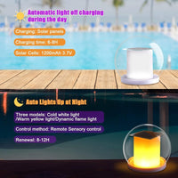 ILWQ-433 Floating Pool Lights Waterproof Solar Powered Night Flame Lights Flickering Pool Accessories IP68 with Remote Control 3 Light Modes Outdoor Decoration Lamp for Pool Porch Courtyard Gardens Lawns - Instrulife
