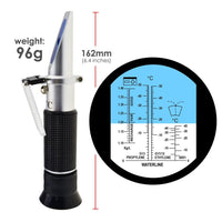ILRE-79 5-in-1 Automotive Battery Antifreeze Refractometer ATC for Specific Gravity, Ethylene Propylene Glycol System & Windshield Screenwash Fluid, Freezing Point Measurement Tester Meter Coolant Condition - Instrulife