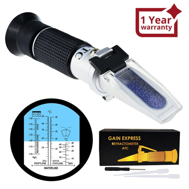 ILRE-79 5-in-1 Automotive Battery Antifreeze Refractometer ATC for Specific Gravity, Ethylene Propylene Glycol System & Windshield Screenwash Fluid, Freezing Point Measurement Tester Meter Coolant Condition - Instrulife