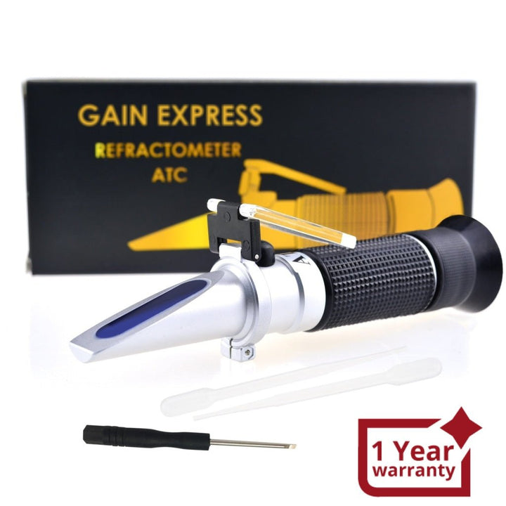 ILRE-69 Handheld 0-32% Brix Refractometer with ATC, 0-140°Oe, 0-27KMW/Babo, Oechsle, for brandy, beer worth - Instrulife