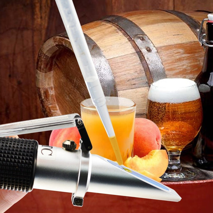 ILRE-74 Beer Brix & Specific Gravity Refractometer with ATC Optic Dual Scale 0~32% Brix 1.000-1.130 SG Wine Wort Making Beer Brewing Fruit Juice Hops Sugar Homebrew Kit - Instrulife