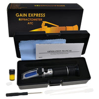 ILRE-73 3-in-1 Honey Refractometer Brix/Moisture/Baume Tester Meter ATC, Tri-Scale 58-90%/12-27%/38-43Be', Sugar Water Content Level Beekeeping Maple Syrup, Test Kit w/Calibration Oil & Block - Instrulife