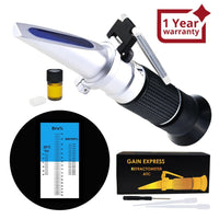ILRE-73 3-in-1 Honey Refractometer Brix/Moisture/Baume Tester Meter ATC, Tri-Scale 58-90%/12-27%/38-43Be', Sugar Water Content Level Beekeeping Maple Syrup, Test Kit w/Calibration Oil & Block - Instrulife