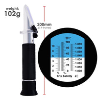 ILRE-68 Tri-Scale Refractometer ATC Brix 0-10%/ Salinity 0-100PPT/ Specific Gravity 1.000-1.070, for Saltwater Brackish Marine Reef Tank Salt Sea Water Hydroponic Aquarium Control Monitoring - Instrulife