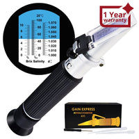 ILRE-68 Tri-Scale Refractometer ATC Brix 0-10%/ Salinity 0-100PPT/ Specific Gravity 1.000-1.070, for Saltwater Brackish Marine Reef Tank Salt Sea Water Hydroponic Aquarium Control Monitoring - Instrulife