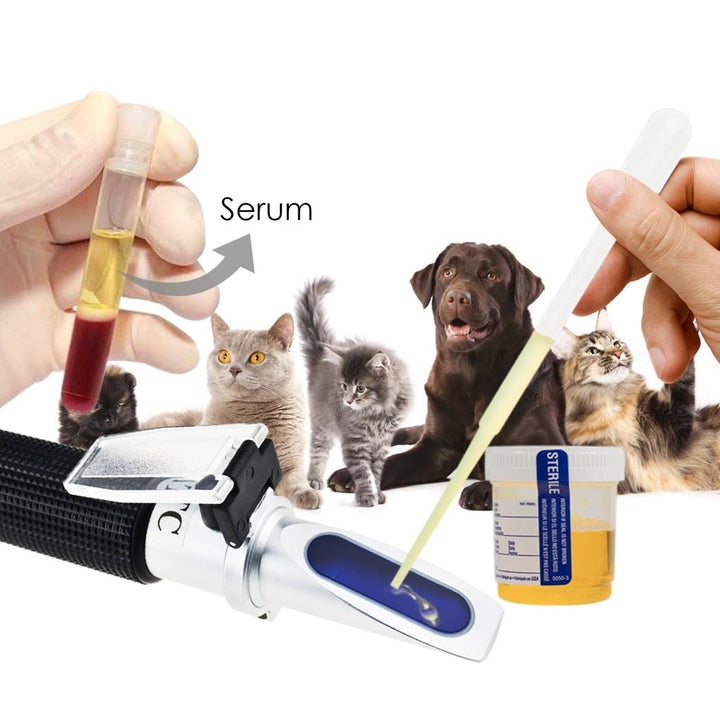 ILRE-71 Pet Clinical Refractometer with ATC, Tri-Scale Serum & Plasma Protein Test 2-14g/dl Urine Specific Gravity 1.000-1.060SG, Veterinary Vet for Cat and Dog Animal Testing - Instrulife