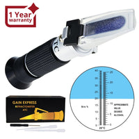 ILRE-80 Grape Fruit Wine Alcohol Refractometer with ATC, Dual Scale 0-25% VOL 0-40% Brix, Handheld Optical Meter Tester for Sugar Glucose Wine Making Winemakers Homebrew Test Tool - Instrulife