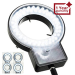 ILMI-207 60 LED Microscope Ring Light Scope Illuminator with 4-Zone Quadrant Control, Adapter Fitting and 8 Adjustable Brightness Level 40~60mm Diameter - Instrulife
