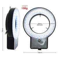 ILMI-207 60 LED Microscope Ring Light Scope Illuminator with 4-Zone Quadrant Control, Adapter Fitting and 8 Adjustable Brightness Level 40~60mm Diameter - Instrulife