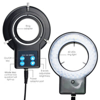 ILMI-207 60 LED Microscope Ring Light Scope Illuminator with 4-Zone Quadrant Control, Adapter Fitting and 8 Adjustable Brightness Level 40~60mm Diameter - Instrulife