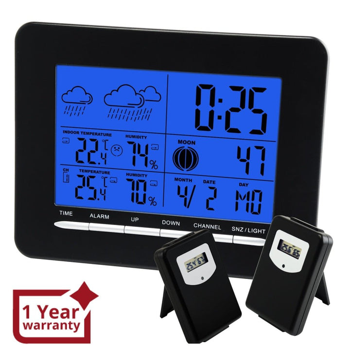 ILWS-853_2S In/Out Temperature Wireless Weather Station DCF Radio Controlled Clock 2 Sensor - Instrulife