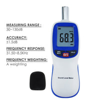 ILSM-889 Professional Digital Sound Level Meter, 30~130dBA, A weighting, Decibel Noise Tester, LCD display with Backlight, High Accuracy ±1.5dB, MAX/ MIN/ HOLD Mode, for Noise Volume Measuring, Monitoring - Instrulife