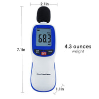 ILSM-889 Professional Digital Sound Level Meter, 30~130dBA, A weighting, Decibel Noise Tester, LCD display with Backlight, High Accuracy ±1.5dB, MAX/ MIN/ HOLD Mode, for Noise Volume Measuring, Monitoring - Instrulife