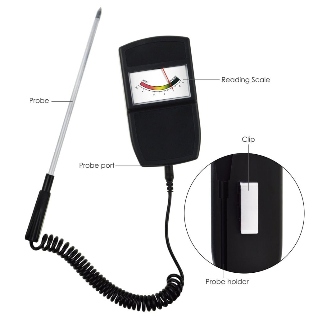ILSO-258 Pointer Type Soil pH Meter Tester Sensor with Detachable Probe, Gardening Quality Monitoring Acidity Test Tool Kits for Gardener Indoor Outdoor Garden Farm Lawn Household - Instrulife
