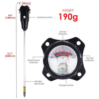 ILPH-329 Soil pH and Moisture Meter 2-in-1 Tester 308mm Long Waterproof Metal Electrode for Indoor & Outdoor Gardens Plants Flowers Farming - Instrulife