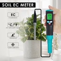 ILSO-416 Waterproof Soil EC and Temperature Meter Digital Tester with ATC for Potted Plants Gardening Agriculture Farm - Instrulife