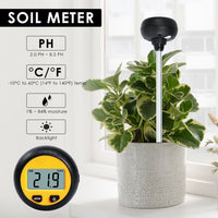 ILSO-438 3-in-1 Soil Acidity / Alkalinity pH Tester with Temperature and Moisture Measurement 8.3-inch Metal Probe for Plant, Seedbed, Flower Farm, Agriculture, Orchard Soil Testing - Instrulife