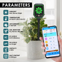 ILSO-457 High Precision 8-in-1 PH EC Fertility Salt Temperature Soil Moisture Meter Smart Bluetooth Light Intensity Air Humidity Detector for Plant Health Monitoring - Instrulife