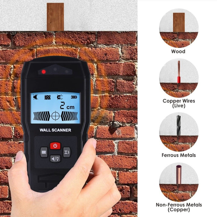 ILSM-279 Stud Finder Digital Wall Scanner 4 in 1 Detector Wood Live AC Wire Metal Stud Detection Sensor with Indicator Light and Sound Warning - Instrulife