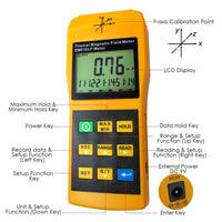ILEM-192 3-Axis Gauss EMF ELF Meter Detector, Electromagnetic Field Radiation Intensity 20/ 200/ 2000 mG & uT, Frequency 30~2000 Hz, Handheld Portable Gauge for Microwave Computer Monitor Power Line - Instrulife