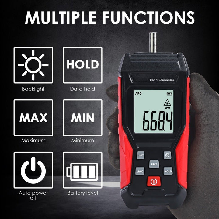 ILTA-401 Portable 2-in-1 Tachometer Noncontact Laser Photo Sensor Contact(3~19999RPM) & Non-contact(3~99999RPM) RPM Gauge Tester Professional Handheld Car Engine Tool - Instrulife