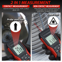 ILTA-401 Portable 2-in-1 Tachometer Noncontact Laser Photo Sensor Contact(3~19999RPM) & Non-contact(3~99999RPM) RPM Gauge Tester Professional Handheld Car Engine Tool - Instrulife