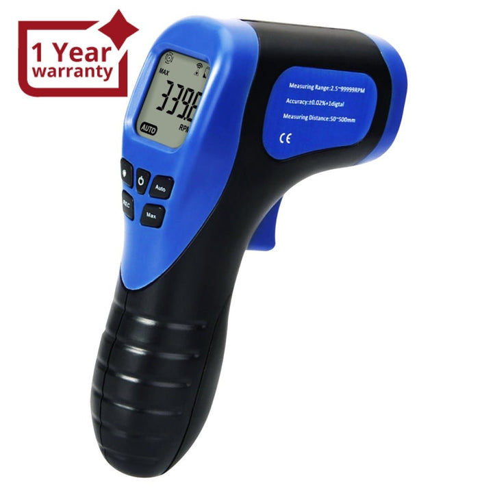 ILTA-187 Handheld Digital Laser Non-Contact Tachometer, Rotational Speed Measuring Gun, 2.5-99999 RPM, Record (60 Data) MAX/ MIN/ AVG ±0.02%+1 Digtal Accuracy, Speedometer for Small Engines, Car, Bike, Motorcycle, Surface Speed Tach Meter Gauge - Instrulife