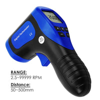 ILTA-187 Handheld Digital Laser Non-Contact Tachometer, Rotational Speed Measuring Gun, 2.5-99999 RPM, Record (60 Data) MAX/ MIN/ AVG ±0.02%+1 Digtal Accuracy, Speedometer for Small Engines, Car, Bike, Motorcycle, Surface Speed Tach Meter Gauge - Instrulife