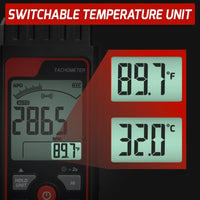 ILTA-455 Portable Non-Contact Tachometer 2.5~99999RPM High Precision with Analog Bar Scale and Alarm Function, Temperature Measurement for Machinery Car Motor engine Tool - Instrulife
