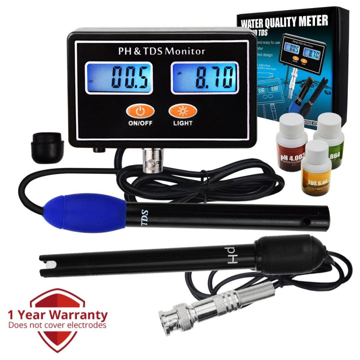 ILWQ-232 Digital Combo pH & TDS Monitor Meter Tester ATC, 0.00~14.00pH & 0.0~199.9ppt Rechargeable Water Quality Real-time Monitoring, for Aquaculture, Salinity, Aquarium, Pond, Hydroponics - Instrulife