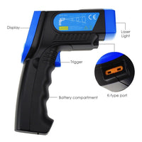 ILTH-218 K-type Non Contact Lasergrip Infrared IR 12:1 Thermometer with Thermocouple -30 ~ 550°C (-22~1022°F), Digital Laser Temperature Gun Instrument Meter - Instrulife