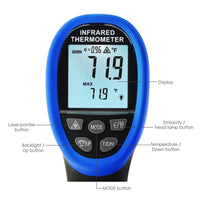 ILIR-219 Dual Laser IR Infrared Thermometer -50~1500°C (-58°F~ 2732°F), 30:1 DS, Non-contact Digital Temperature Meter Gun Pistol Type, Double Laser Pointer - Instrulife