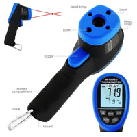 ILIR-219 Dual Laser IR Infrared Thermometer -50~1500°C (-58°F~ 2732°F), 30:1 DS, Non-contact Digital Temperature Meter Gun Pistol Type, Double Laser Pointer - Instrulife