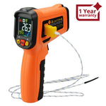 ILTH-222 Non-contact Infrared IR Laser Thermometer K-Type Thermocouple -50~800°C / -58~1472°F Color Display Gun-Type with Alarm - Instrulife