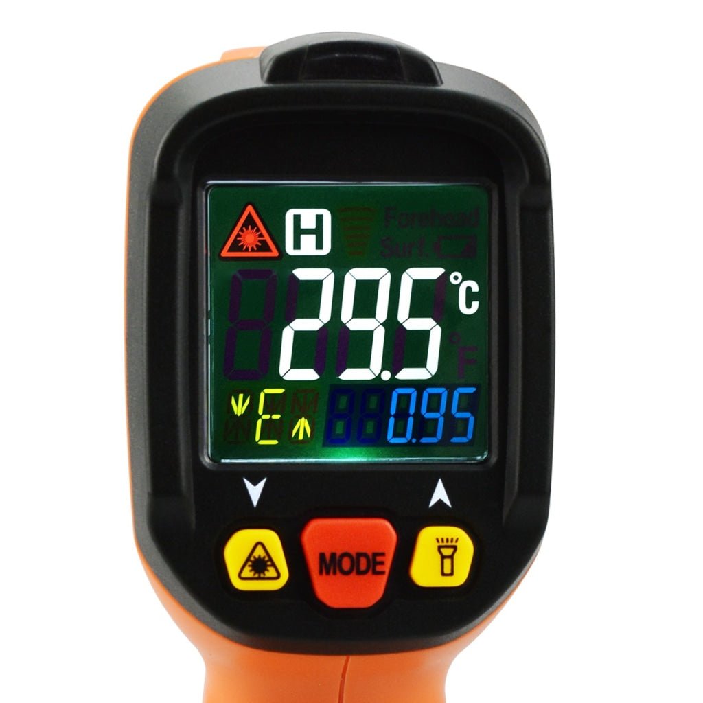 ILTH-222 Non-contact Infrared IR Laser Thermometer K-Type Thermocouple -50~800°C / -58~1472°F Color Display Gun-Type with Alarm - Instrulife
