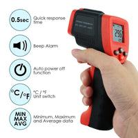 ILIR-262 Laser grip Non-Contact Digital Laser Infrared Gun Celsius and Fahrenheit Thermometer IR Instant Read Temperature with Adjustable Emissivity & Scanning Function - Instrulife