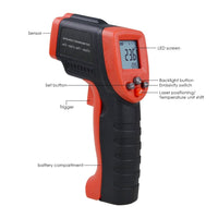 ILIR-262 Laser grip Non-Contact Digital Laser Infrared Gun Celsius and Fahrenheit Thermometer IR Instant Read Temperature with Adjustable Emissivity & Scanning Function - Instrulife