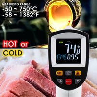 ILTH-264 Laser grip Non-Contact Digital Laser Infrared Gun Thermometer -50~750℃ (-58~1382℉) IR Instant Read Temperature with Adjustable Emissivity & Scanning Function - Instrulife