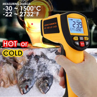 ILTH-266 Laser grip Non-Contact Digital Laser Infrared Gun Celsius and Fahrenheit High Temperature -30℃~1500℃ (-22℉~2732℉) Thermometer IR Instant Read Temperature Adjustable Emissivity and 80 sets Data Storage - Instrulife