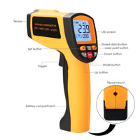 ILTH-266 Laser grip Non-Contact Digital Laser Infrared Gun Celsius and Fahrenheit High Temperature -30℃~1500℃ (-22℉~2732℉) Thermometer IR Instant Read Temperature Adjustable Emissivity and 80 sets Data Storage - Instrulife