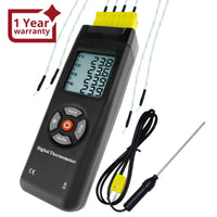 ILTH-185 Digital Thermometer 4 Channel K-Type Thermocouples with K-Type Metal & Bead Probe , Thermometer , Backlight , Temperature Instrument , -50 ~ 1350 °C (-58 ~ 2462 °F) - Instrulife
