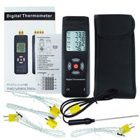ILTH-185 Digital Thermometer 4 Channel K-Type Thermocouples with K-Type Metal & Bead Probe , Thermometer , Backlight , Temperature Instrument , -50 ~ 1350 °C (-58 ~ 2462 °F) - Instrulife